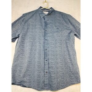 Weatherproof Vintage Mens Button Down Shirt Blue Patterned Cotton L/G